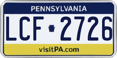 PA license plate LCF2726