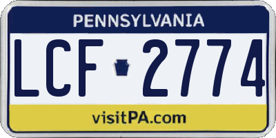 PA license plate LCF2774