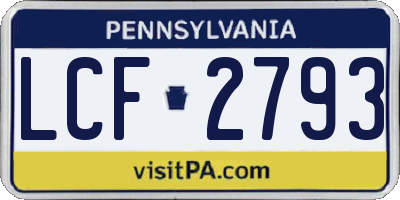 PA license plate LCF2793