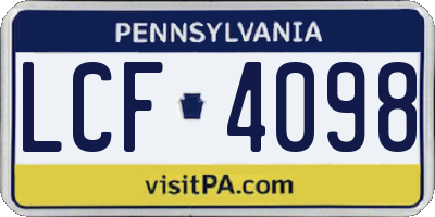 PA license plate LCF4098