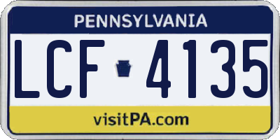 PA license plate LCF4135