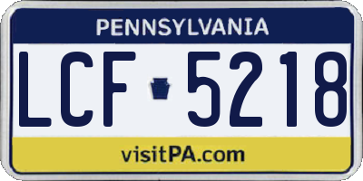 PA license plate LCF5218