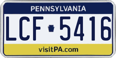 PA license plate LCF5416