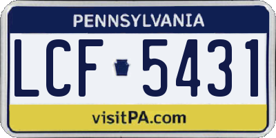 PA license plate LCF5431