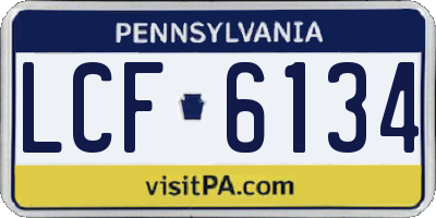 PA license plate LCF6134