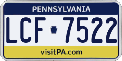 PA license plate LCF7522