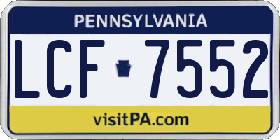 PA license plate LCF7552