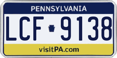 PA license plate LCF9138