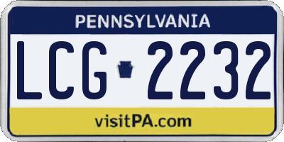 PA license plate LCG2232