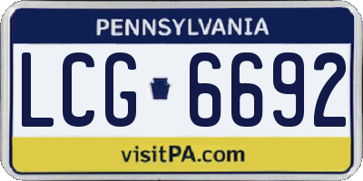 PA license plate LCG6692