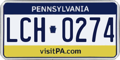 PA license plate LCH0274