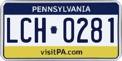 PA license plate LCH0281