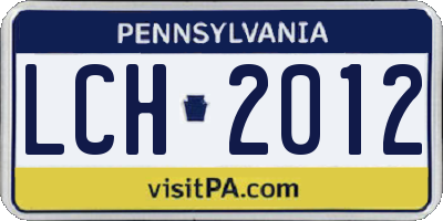 PA license plate LCH2012