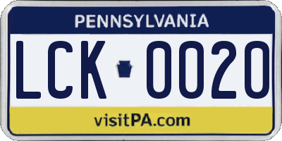 PA license plate LCK0020