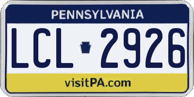 PA license plate LCL2926