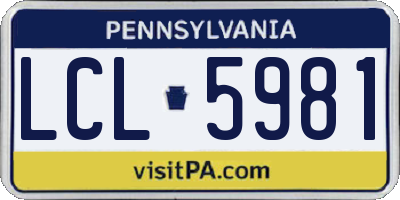 PA license plate LCL5981