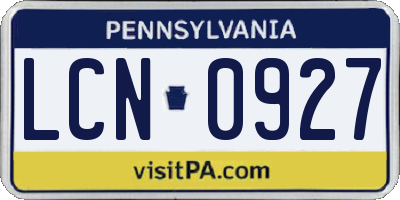 PA license plate LCN0927