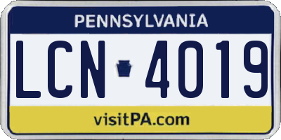PA license plate LCN4019