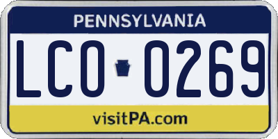PA license plate LCO0269