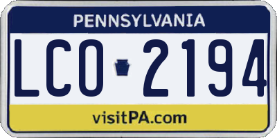 PA license plate LCO2194