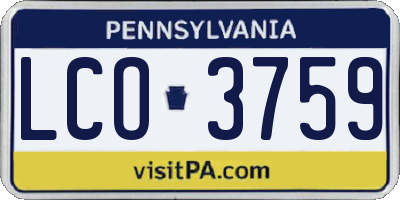 PA license plate LCO3759