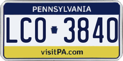 PA license plate LCO3840