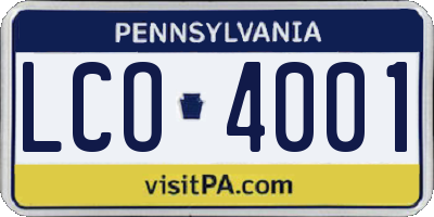 PA license plate LCO4001
