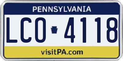 PA license plate LCO4118