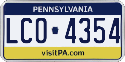 PA license plate LCO4354