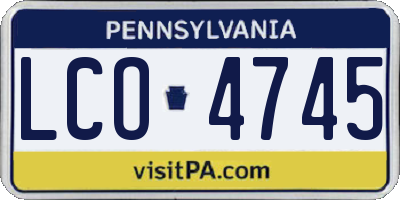 PA license plate LCO4745
