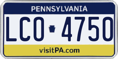 PA license plate LCO4750