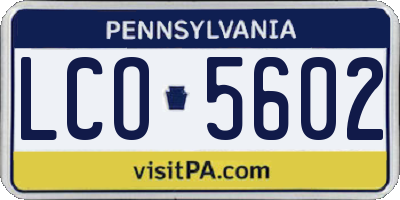 PA license plate LCO5602