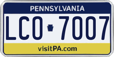 PA license plate LCO7007