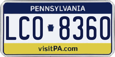PA license plate LCO8360
