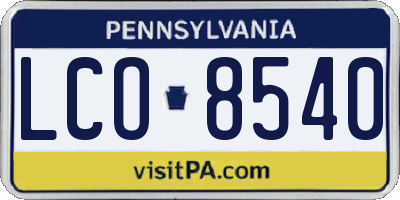 PA license plate LCO8540