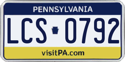 PA license plate LCS0792