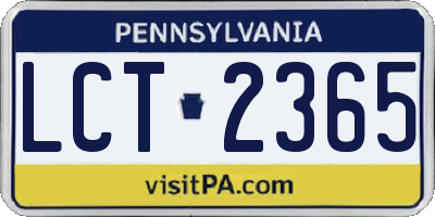 PA license plate LCT2365