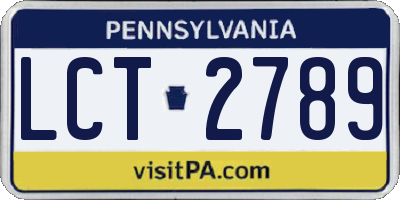 PA license plate LCT2789