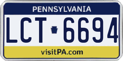 PA license plate LCT6694