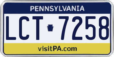 PA license plate LCT7258
