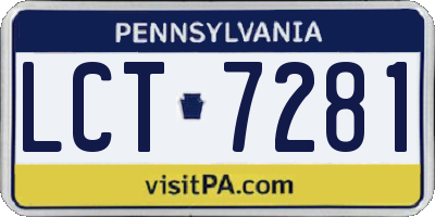 PA license plate LCT7281