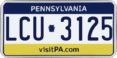 PA license plate LCU3125