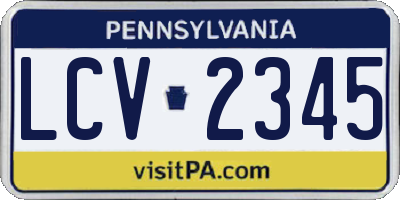 PA license plate LCV2345