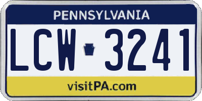 PA license plate LCW3241