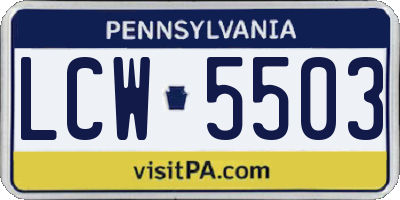 PA license plate LCW5503