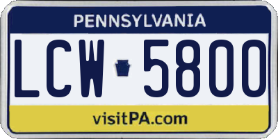 PA license plate LCW5800