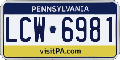 PA license plate LCW6981