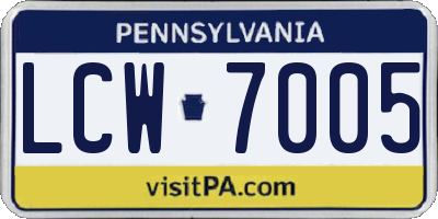 PA license plate LCW7005