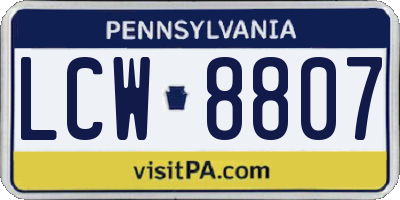 PA license plate LCW8807