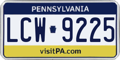 PA license plate LCW9225